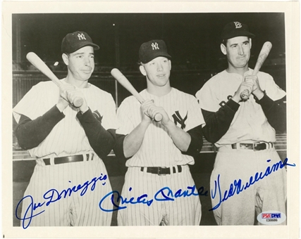 Joe DiMaggio, Mickey Mantle & Ted Williams Multi Signed 8x10 Photo (PSA/DNA)